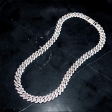 14MM DIAMOND PRONG LINK CHAIN - WHITE GOLD
