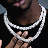14MM DIAMOND PRONG LINK CHAIN - WHITE GOLD