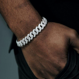 14MM DIAMOND PRONG LINK BRACELET - WHITE GOLD